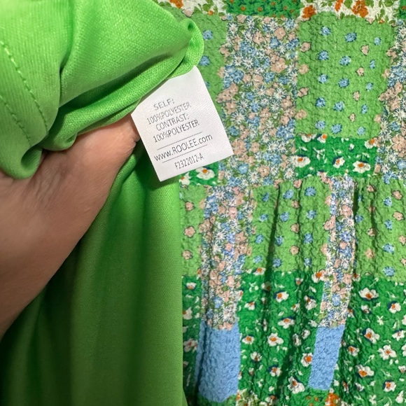 Roolee Green Patchwork Long Modest Midi Dress XXS Boho Prairie Hippie Speing‎ - Picture 7 of 8